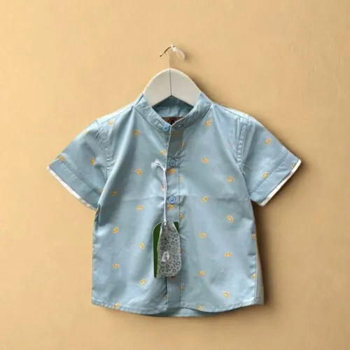 Sky Bloom Mandarin Shirt