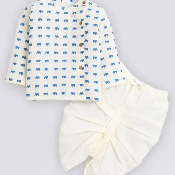 Gajraj Ivory Angrakha Kurta Set